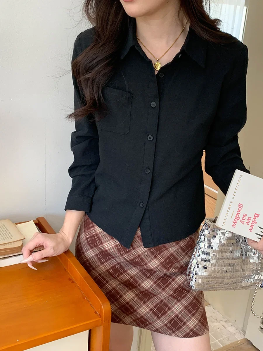 

Модная повседневная рубашка с длинным рукавом для женщин, осень 2024, Новое поступление, дизайн с завязками сзади, элегантный стиль