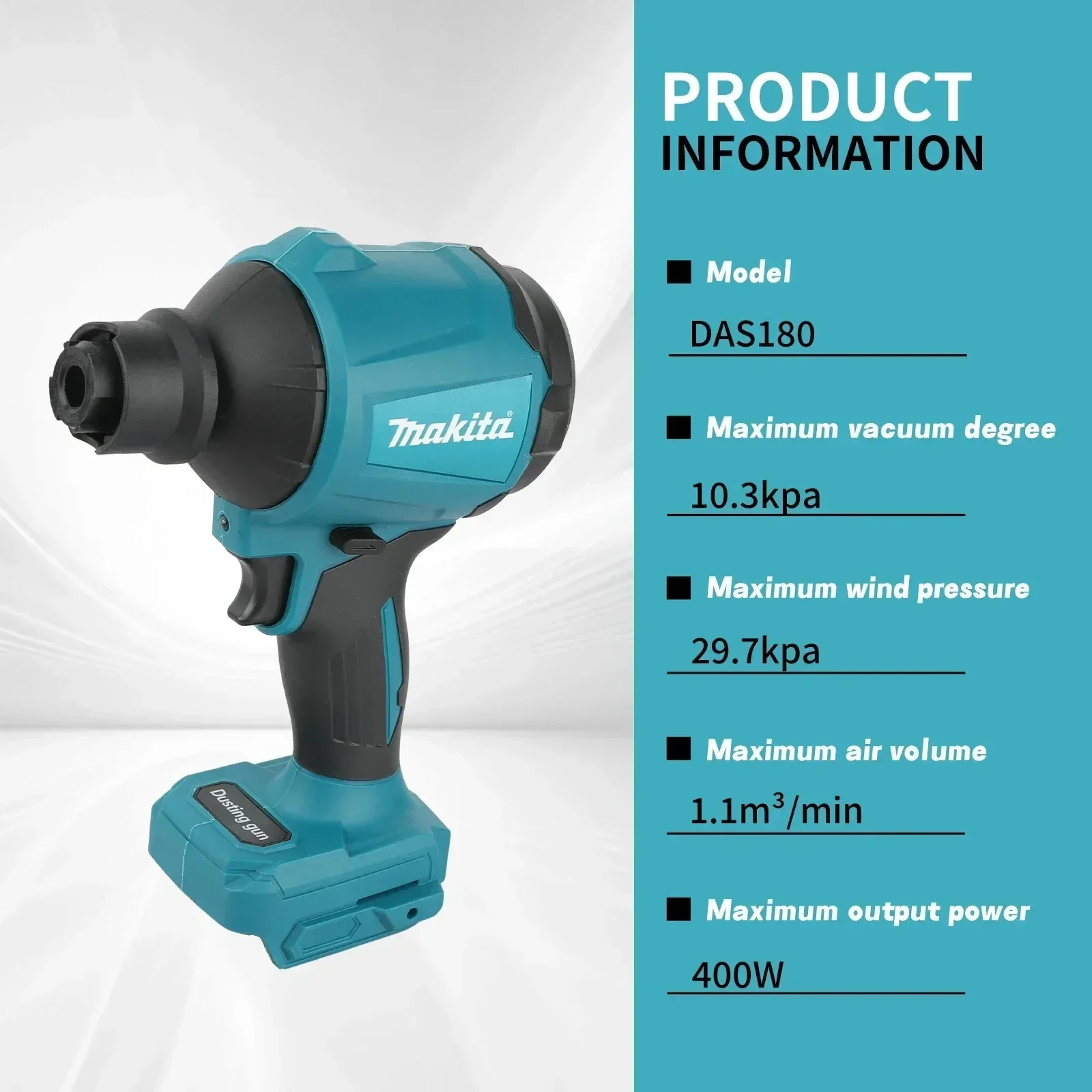Makita DAS180 Brushless Air Blower Cordless Air Dust Removal Gun with Nozzle 18V Multifunction Dusting Machine Inflator Tool