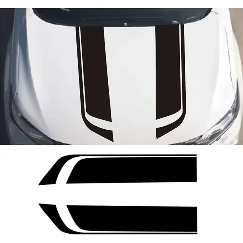 2pcs Hood Cover Car Stickers Racing Sport Stripe Decor Waterproof Auto Bonnet Vinyl Decals Various Colors Vehicles Accessories