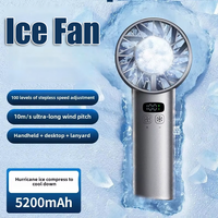 Ice Compress High-speed Cooling Fan Handheld Fans USB Rechargeable Portable Mini Fan LED Digital Display Travel Camping Outdoor