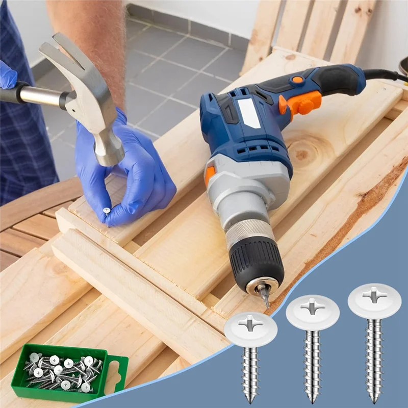 BAAJ-180Piece Wood Sheet Metal Screw Thread Truss Head Fast Self Tapping White Pan Cabinet Screws Wood Work