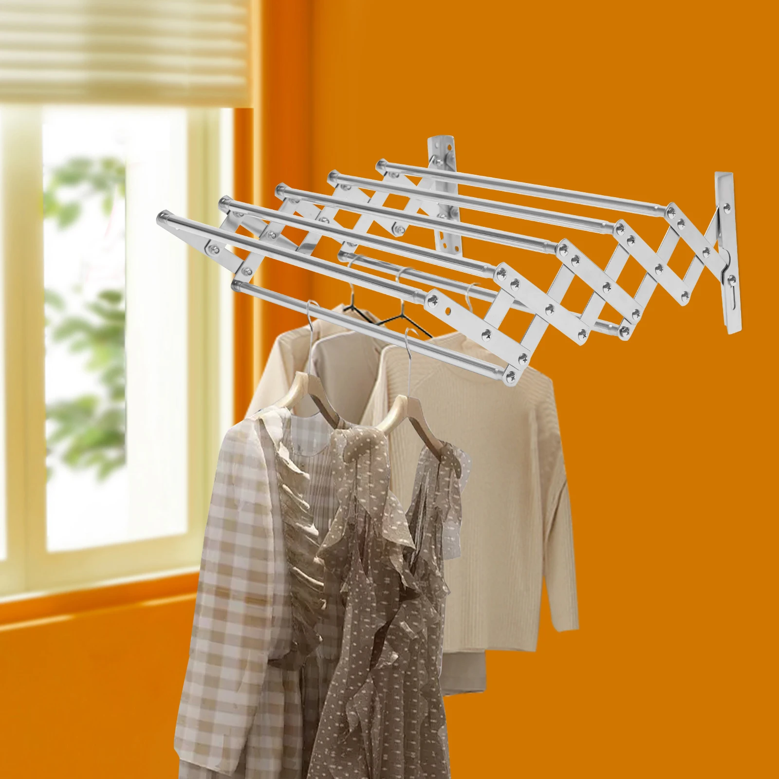 

201 Stainless Steel Wall Mounted Laundry Drying Rack Modern Clothes Hanger Rack Retractable Clothes Rack 42-80cm