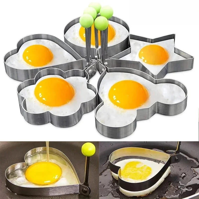 

New Stainless Steel Fried Egg Mold Heart Pancake Maker Breakfast Baking Omelette Rings Cooking Tools Kitchen Accessories Gadget