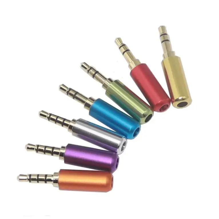 【3PCS】Copper 3/4 Pole 3.5MM Plug Male Headphone Jack with Clip 3.5MM Stereo Audio Connector for 4mm Cable Adapter