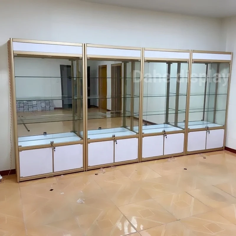 Custom. hot sale perfume shop showcase cosmetics display cabinet lockable beauty supplier store glass display with LED ligh