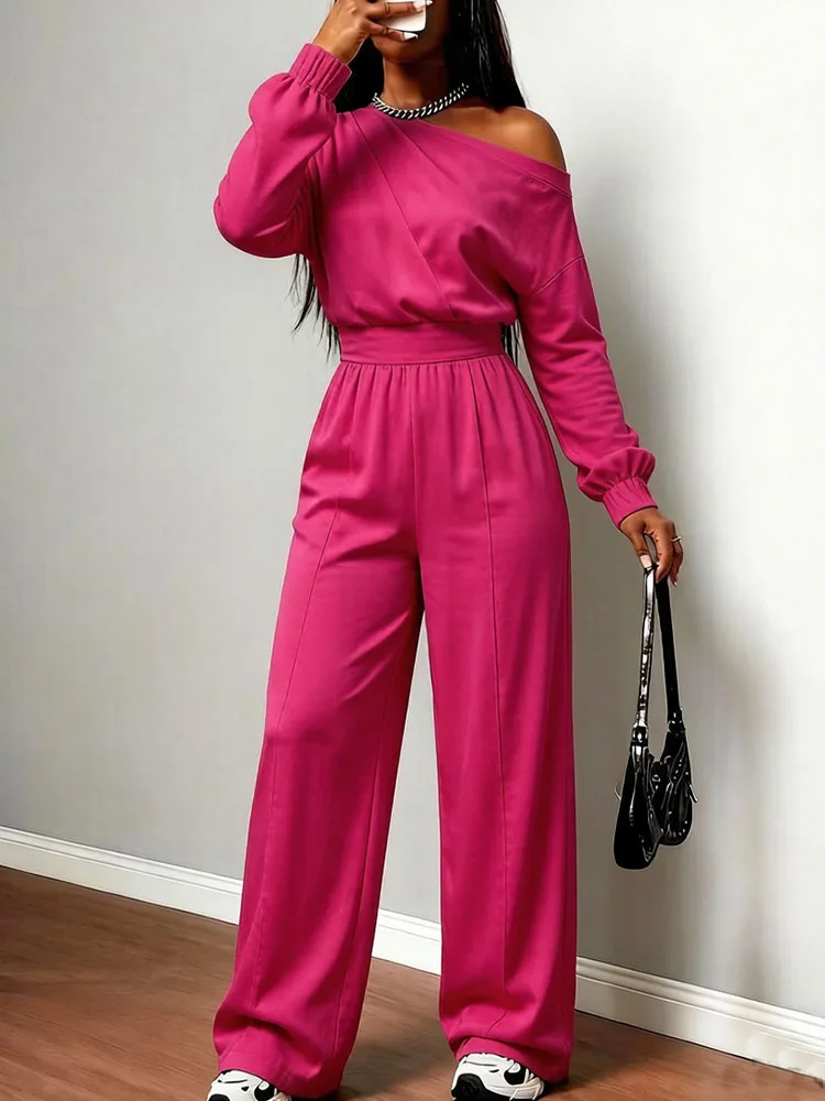 Doyerl Fall Outfits Woman 2 Piece Set Sports Joggers Off Shoulder Long Sleeve Sweatshirt Top and Sweatpants Casual Tracksuit