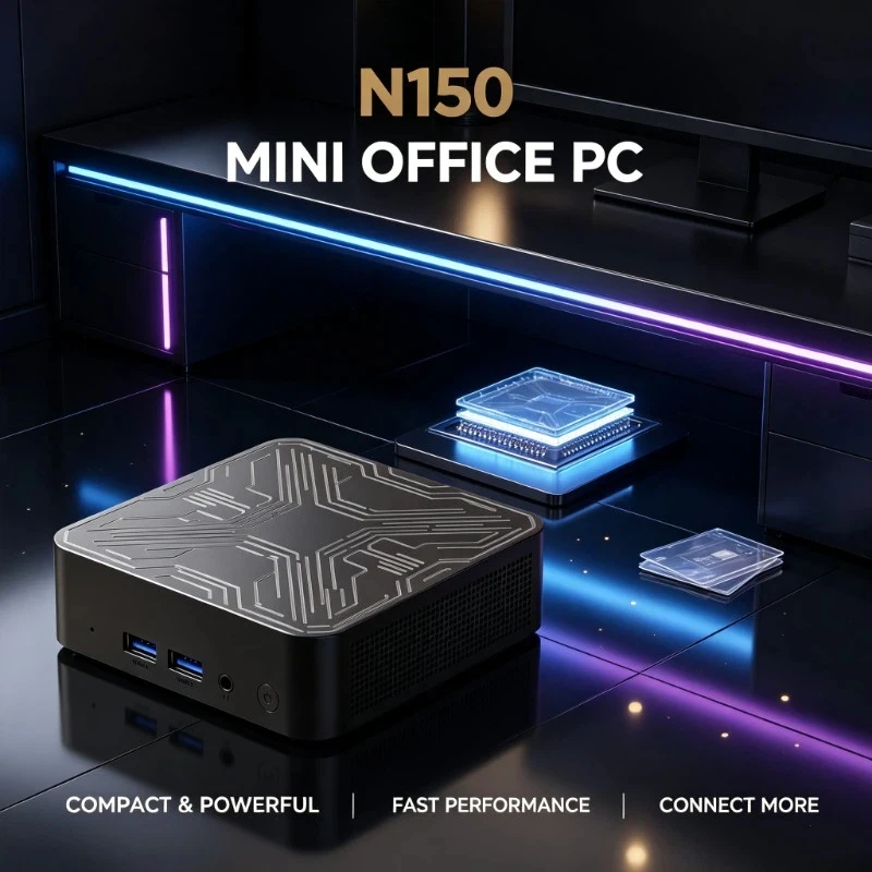New N150 Performance Mini PC 16GB+2TB Large Storage WiFi6 & Bluetooth 5.2 4K Output Compact Design for Office Work Gaming