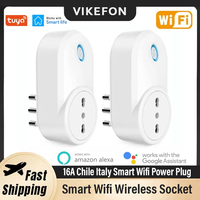 16A Tuya Chile Italy Smart Wifi Power Plug Smart Wifi Wireless Socket Outlet Work with Alexa Google Home Assistant SmartLife APP