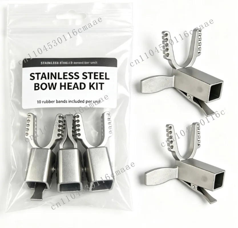 Durable Stainless Steel Violin Bow Head with 10-Strand Rubber Band Square Tube Footrest - Musical Instrument Replacement Part