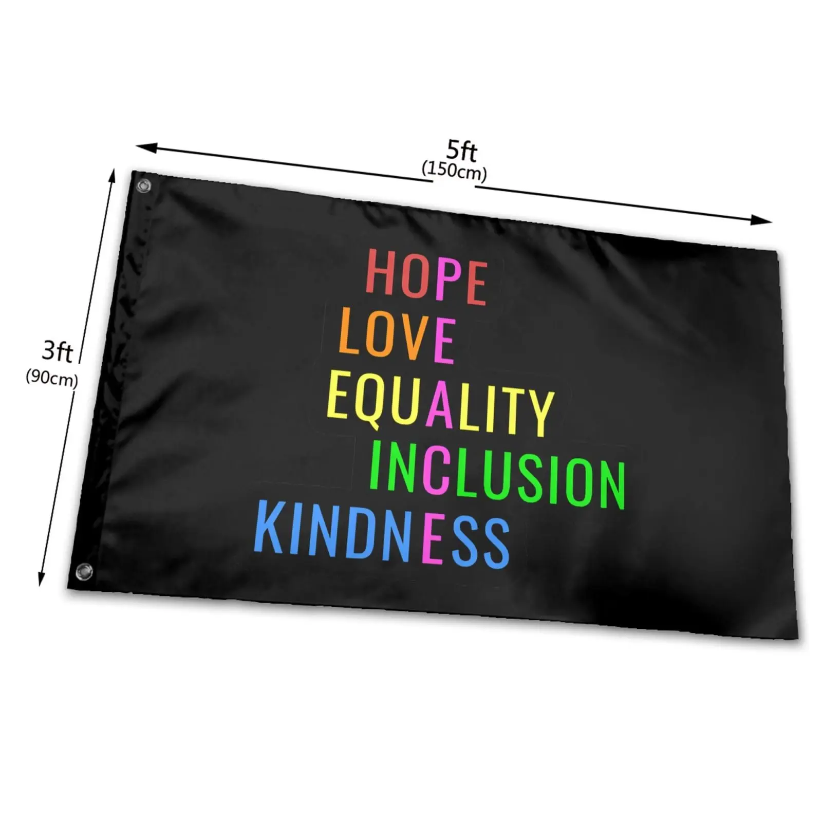 Flagnshow 100% Polyester Love Peace Equality Inclusion Kindness Hope Flags