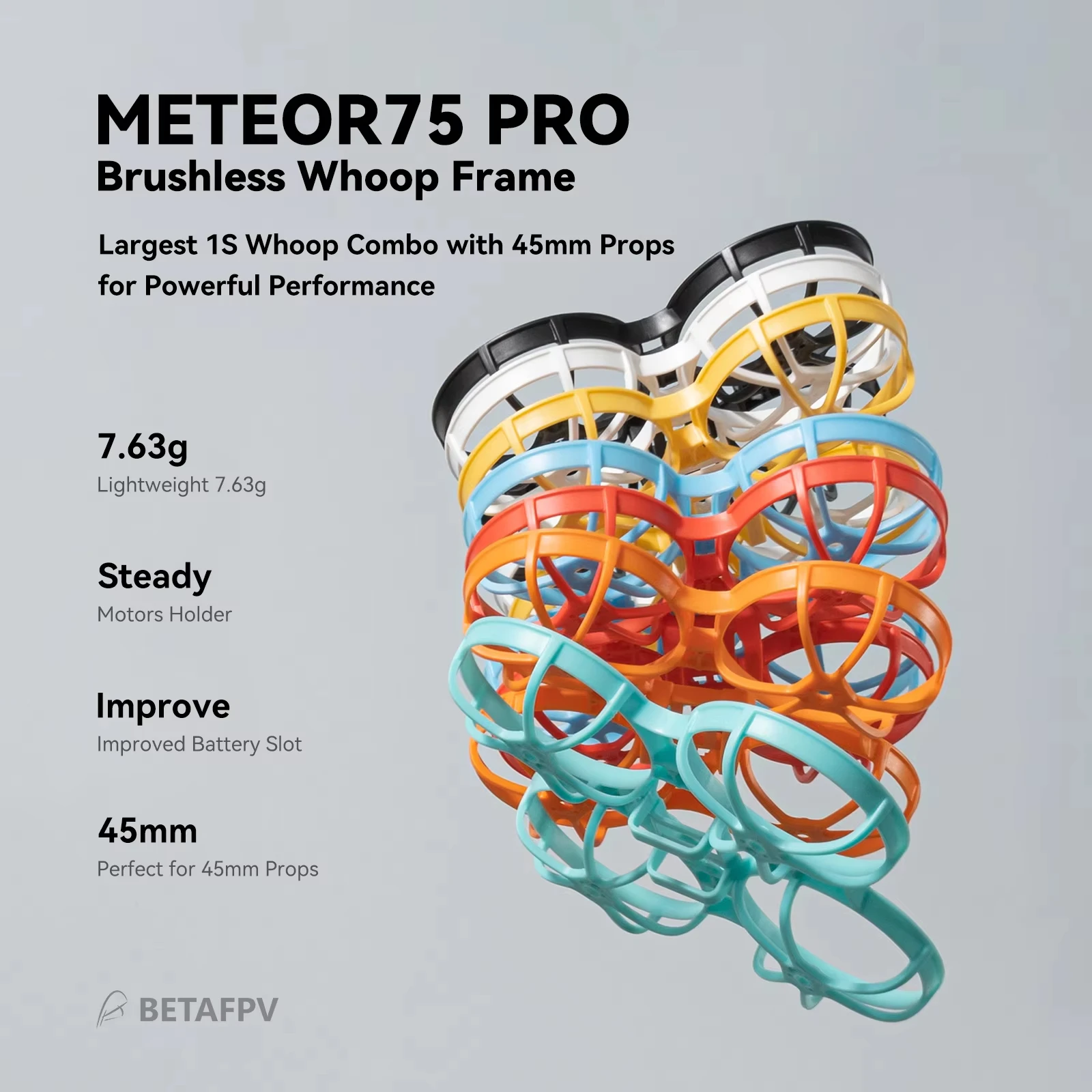 BETAFPV Meteor75 Pro | Matrix ELRS 2.4G Brushless Whoop Quadcopter con BT2.0 550mAh 1S Batteria 1102 22000KV Motore Matrix 1S FC