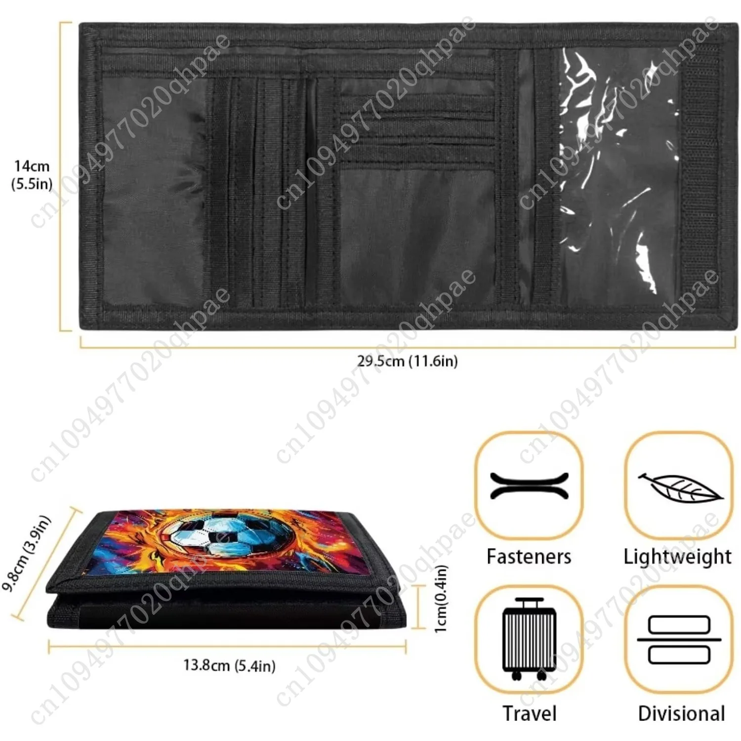 GIFTPUZZ Sport Soccer Boys Custom Wallets Cool Persoanlized Small Leather Trifold Purse with ID Window at Birthday, Graduation,