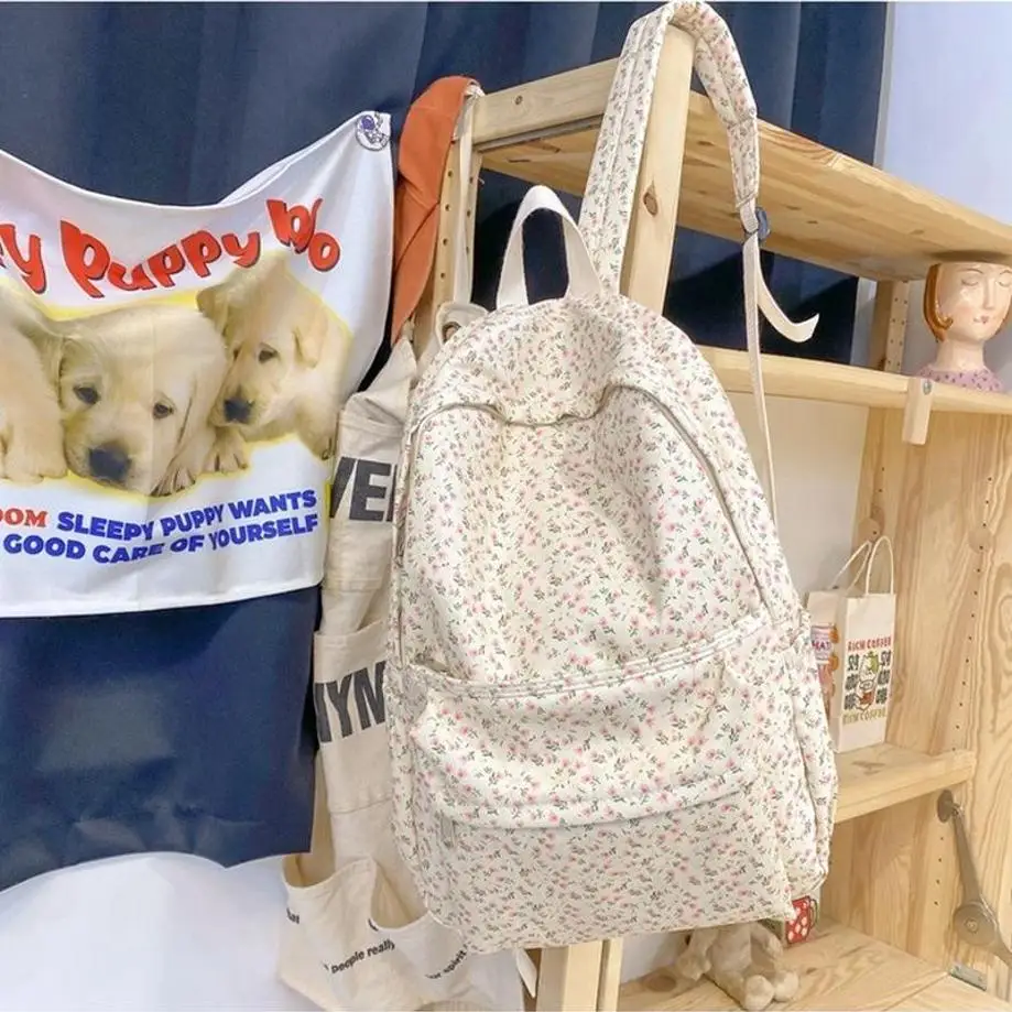 النساء الطازجات زهرة كبيرة القدرة حقائب الظهر حقيبة مدرسية للفتيات كاواي طالب حقيبة الظهر مقاومة للماء لطيف المراهقين السفر الكتاب حقيبة