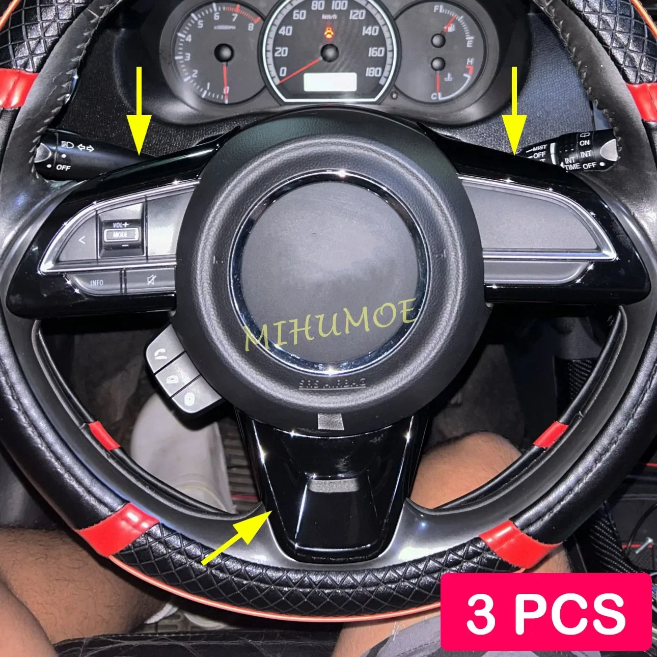 Voor 2017-2026 Suzuki Swift Jimny Auto-interieur Stuurwiel Schakelaar Versieringen Stijlvol (Glanzend Zwart) 2025 2024 2023 2022 2021 2020