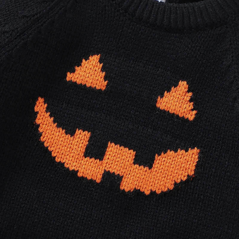 Halloween Baby Bodysuits Clothes 0-18m Infant Boys Girls Orange Black Onesie Long Sleeve O Neck Knitting Newborn Netural Outfits