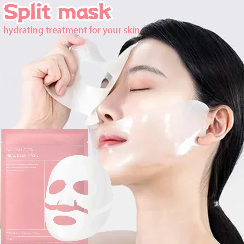 1/2/5/10 Stuks Bio Collageen Gezichtsmasker Krimpen Poriën Diep Hydraterende Hydraterende Split Masker Verstevigende voeden Fleuren Gezichtsverzorging