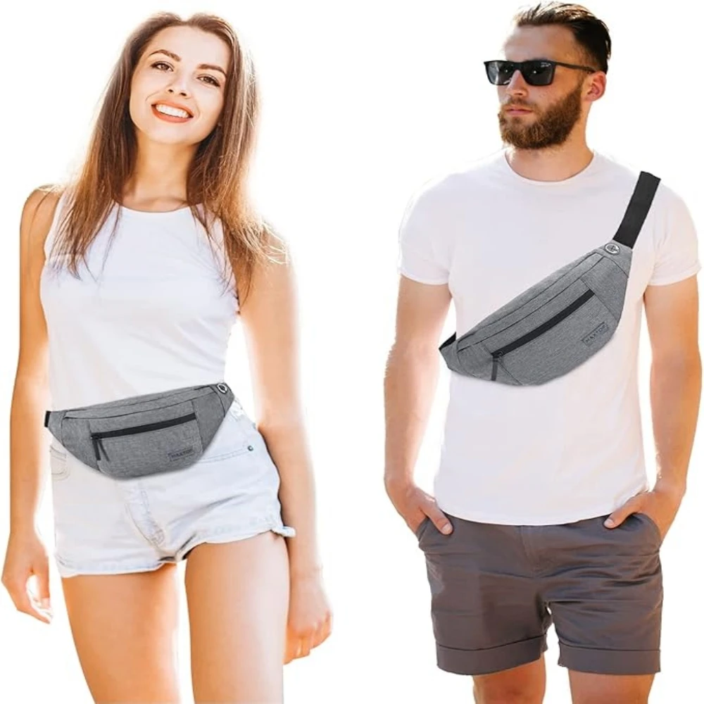 

Large Crossbody Fanny Pack with 4-Zipper Pockets,Gifts for Enjoy Sports Festival Workout Traveling Running Casual Hands-Free