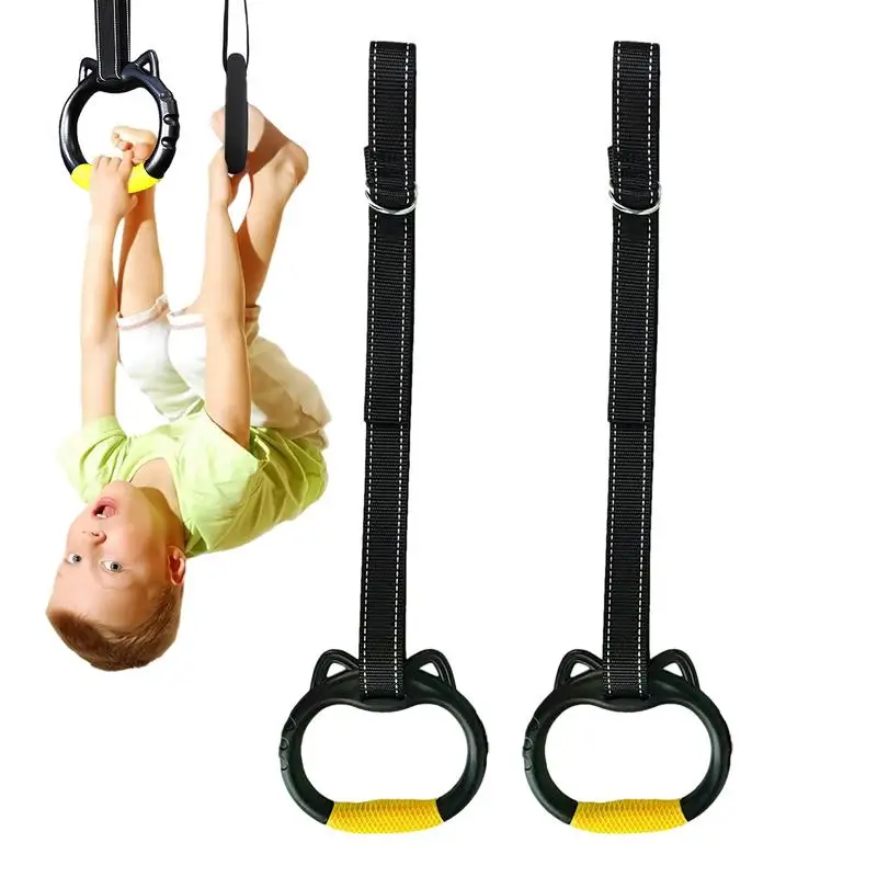 Gymnastic Rings For Kids sturdy Children Trapeze Bar Rings Gymnastics Rings Non-Slip Gym Rings For Home Gym Full Body Workout