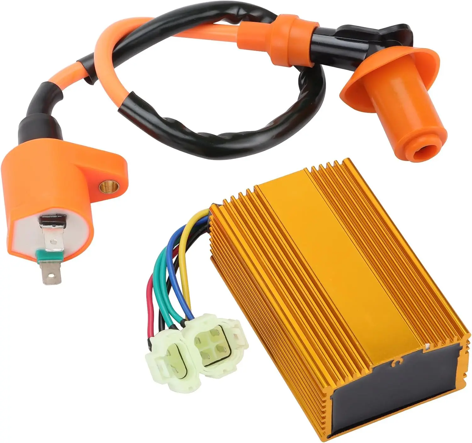 High Performance Racing AC Ignition Coil with 6 Pin CDI Box for 4 Stroke GY6 50cc 125cc 150cc Chinese Moped Scooters ATV Go Kart