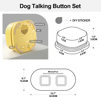 Mewoofun Voice Recording Button Pet Toys Dog Buttons for Communication Pet Training Buzzer Recordable Talking Button with Mat 2