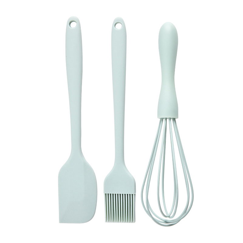  C 3pcs Baking Set Food Grade Silicone Heat Resistant Cream Scraper Egg Beater Grease Brush Kitchen Cake Baking Tools 