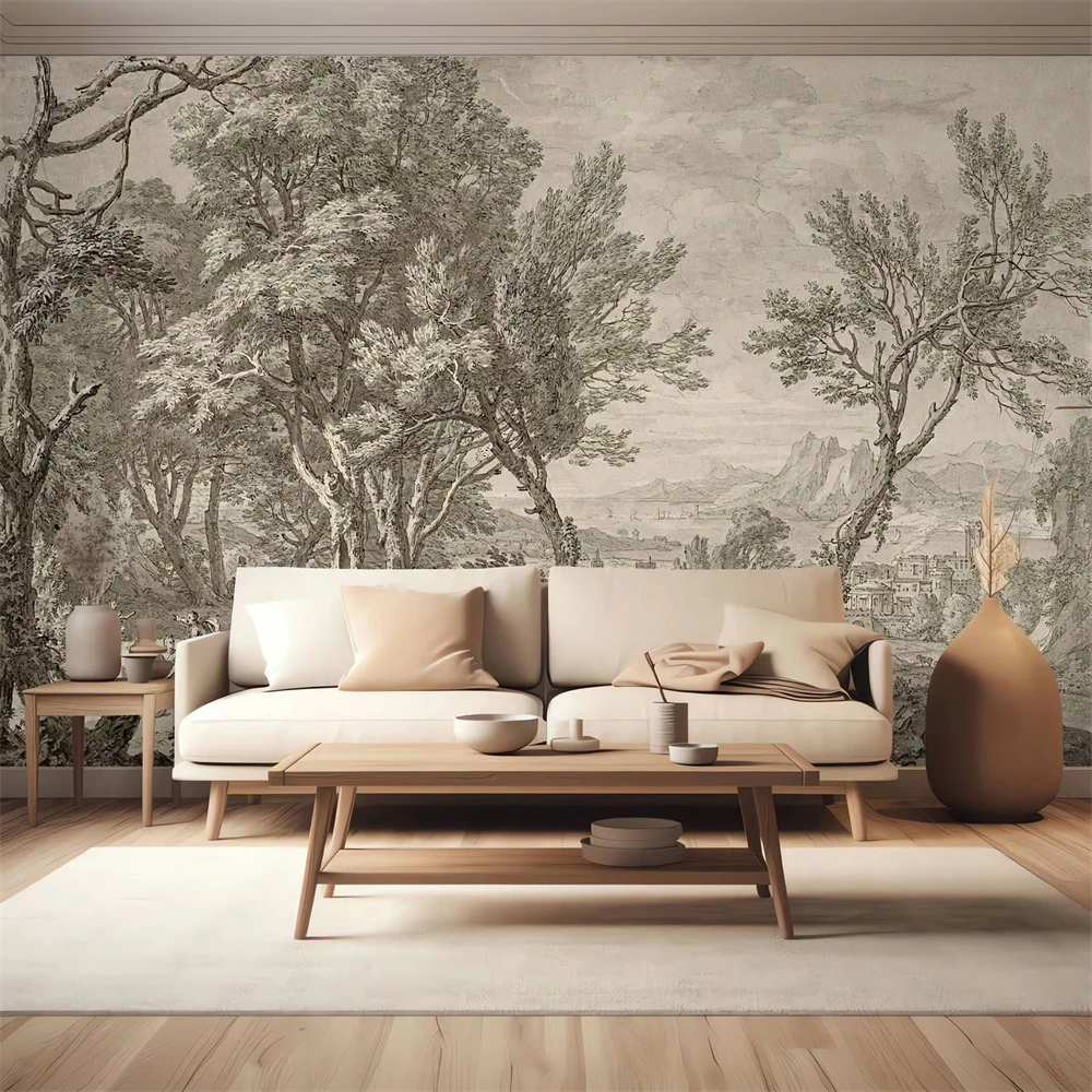 

Фотообои на заказ для стен спальни, фреска, фон, 3D обои для стен, скандинавское дерево, обои, домашний декор, наклейки на стену