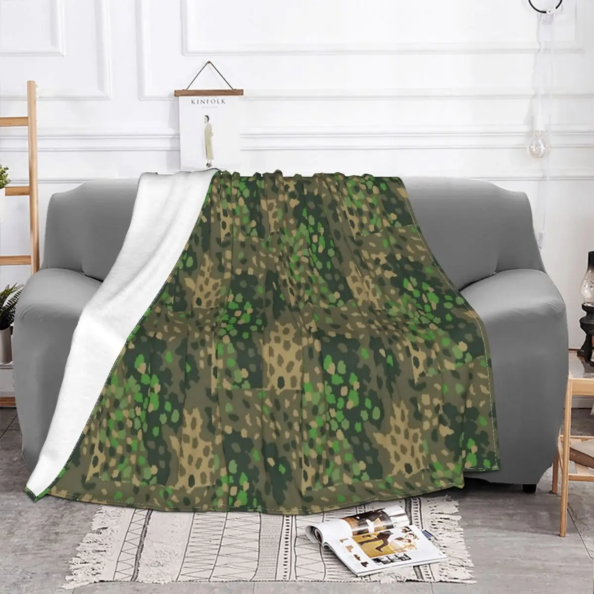 Dot 44 German WW2 Camouflage Blanket Flannel Spring Autumn Multifunction Ultra-Soft Throw Blankets for Bedding Travel Quilt