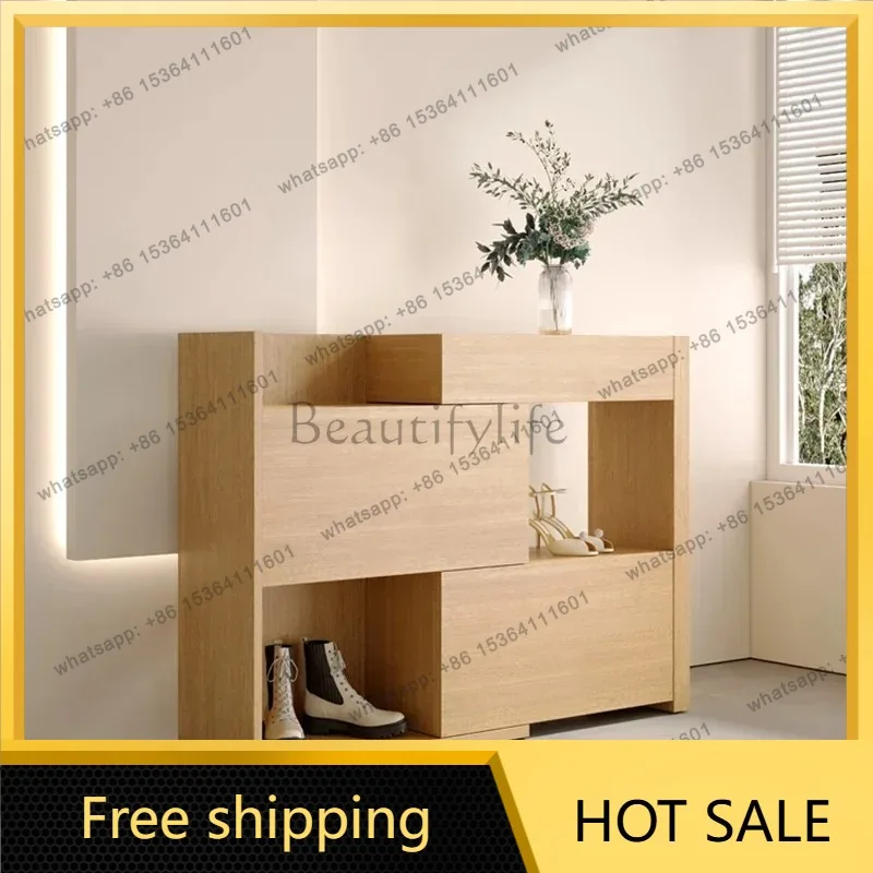 Beauty Wooden Shoe Cabinets Narrow Vertical Living Room Organizers Fashion Safe Shoe Cabinets