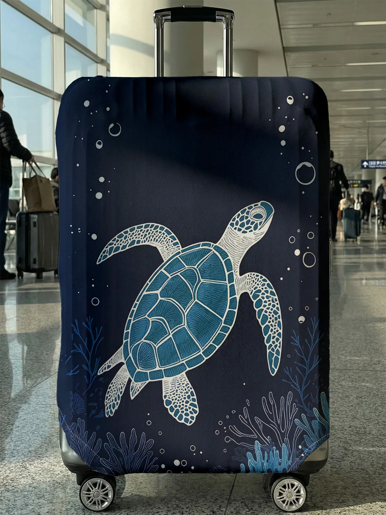Turtle Coral Luggage Protection Cover, Suitable for 18-32 Inch Covers, Handle Gloves, Travel Accessories