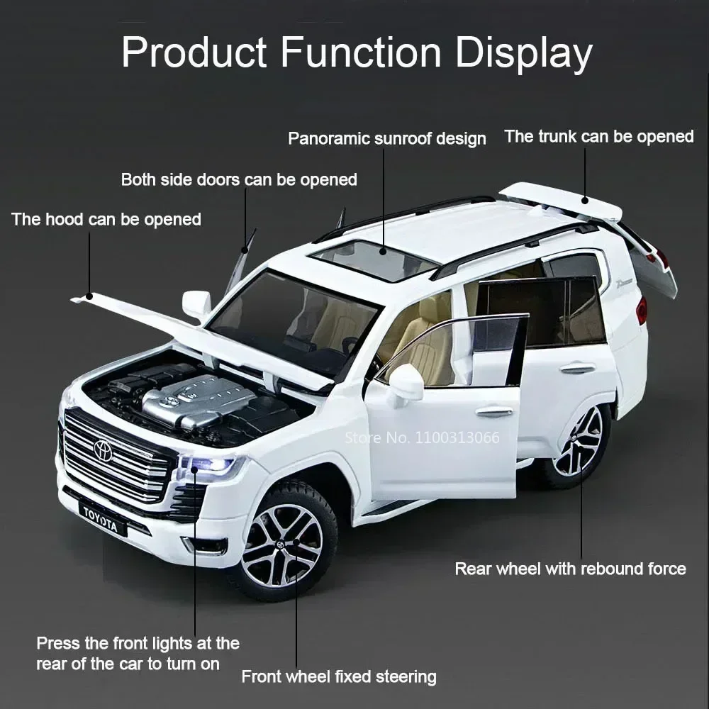 1:24 LAND CRUISER SUV Car Model Toy High Simulation Diecast Metal Toy Alloy Model Car Sound Light Toy Car for Child Gifts