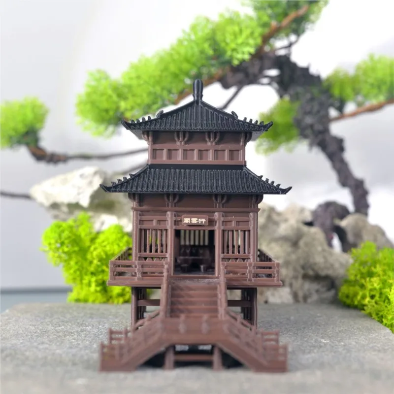 Retro Architecture Ornaments Pavilions Chinese Style Ancient 3D Printing Micro Landscape Bonsai Flower Pot Decoration Tower ZF31 view 4