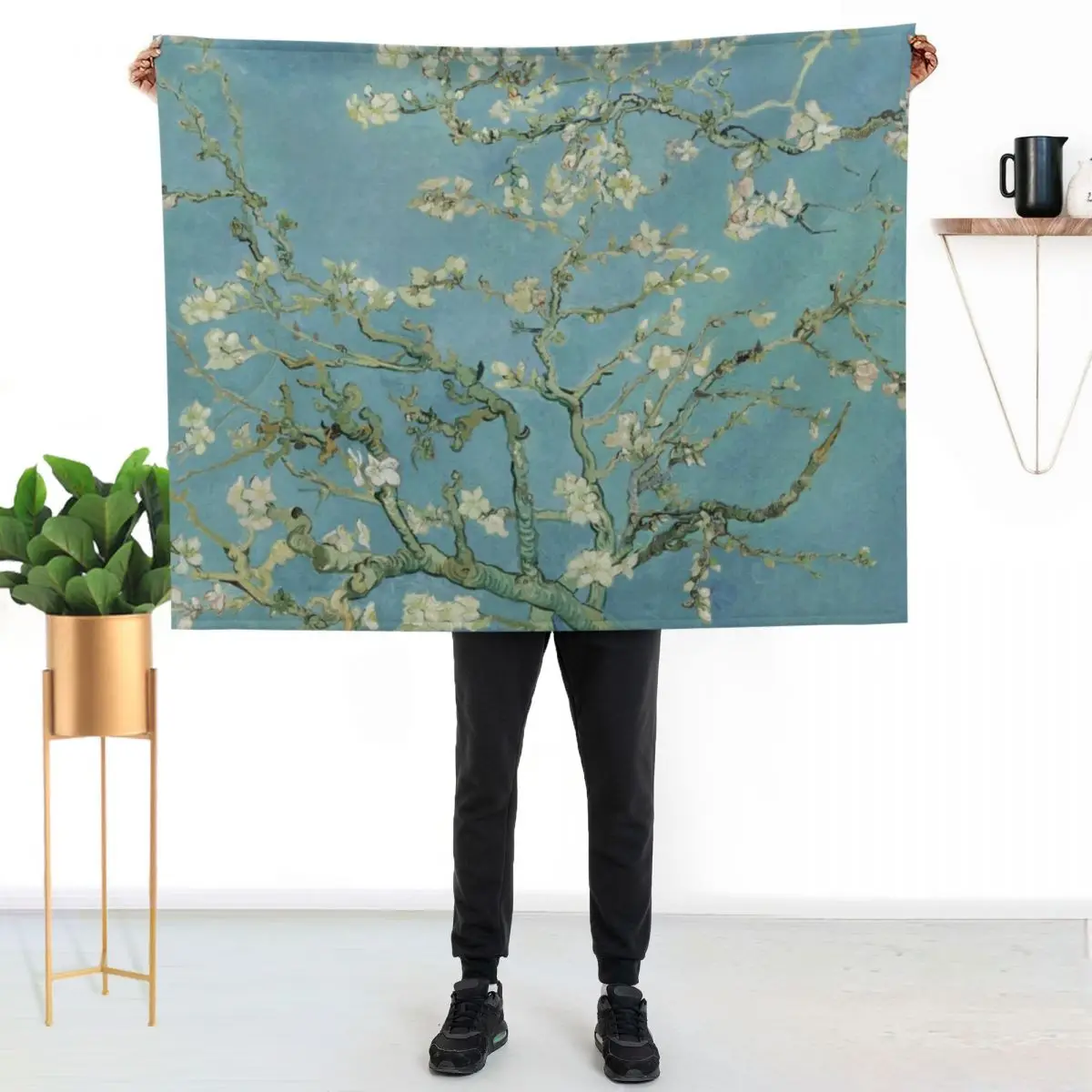 Almond Blossom Throw Blanket Bed linens Retros Winter beds bed plaid Luxury St for winter Blankets