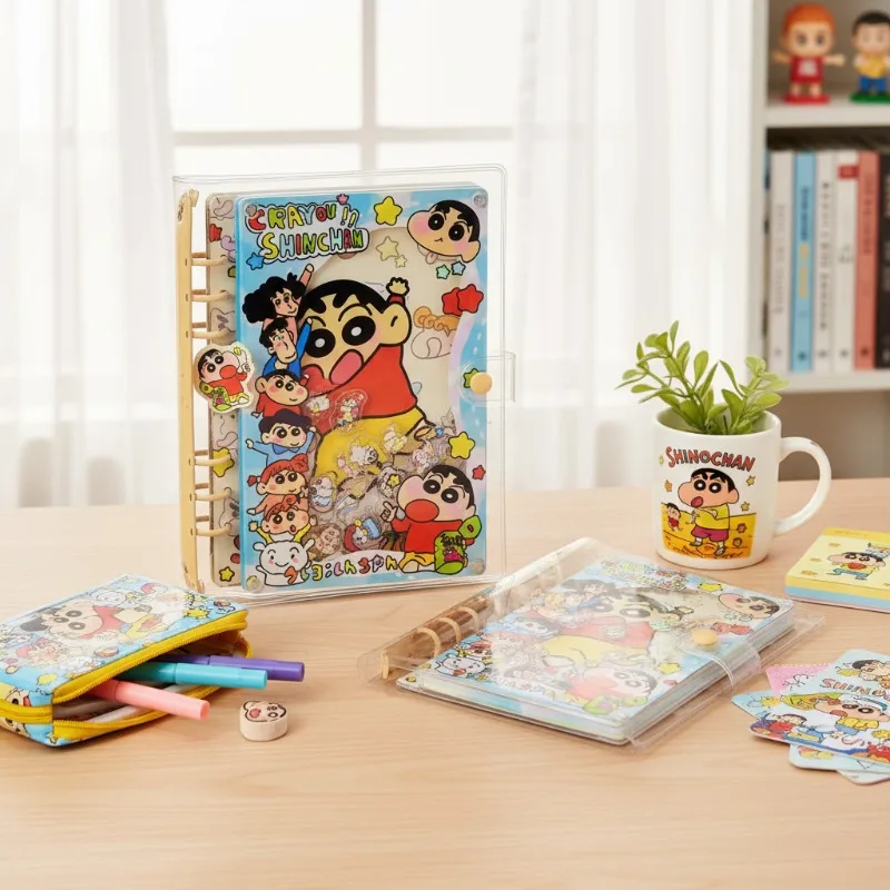 Acrylic Shake Book A5 A7 Rustle Crayon Shin-chan Cartoon Sketch Diary Handbook Student Stationery Friends Sticker Kawaii Gift view 3