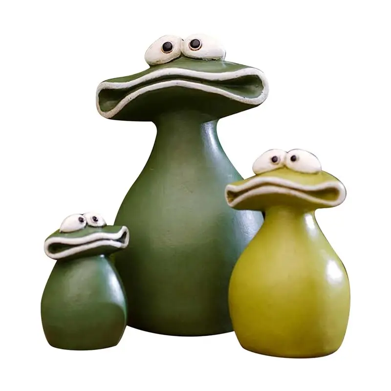 

Hot Trend-3 Piece New Big Mouth Frog Garden Decoration Waterproof Resin Big Mouth Frog Family Of Three Garden Statue