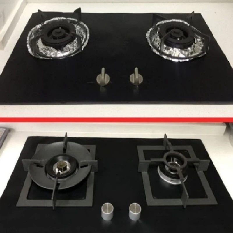 Gas Stove Oil Pad High Temperature Resistant Gas Stove Protection Mat Stove Cleaning Pad Need to Open Your Own Holes