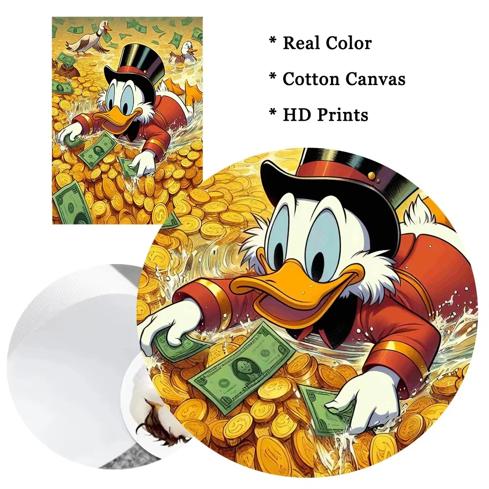فن البوب قماش اللوحة الكتابة على الجدران دونالد داك الحب المال يطبع ديزني بيتكوين ريتش داك غرفة نوم غرفة المعيشة الديكور ملصق
