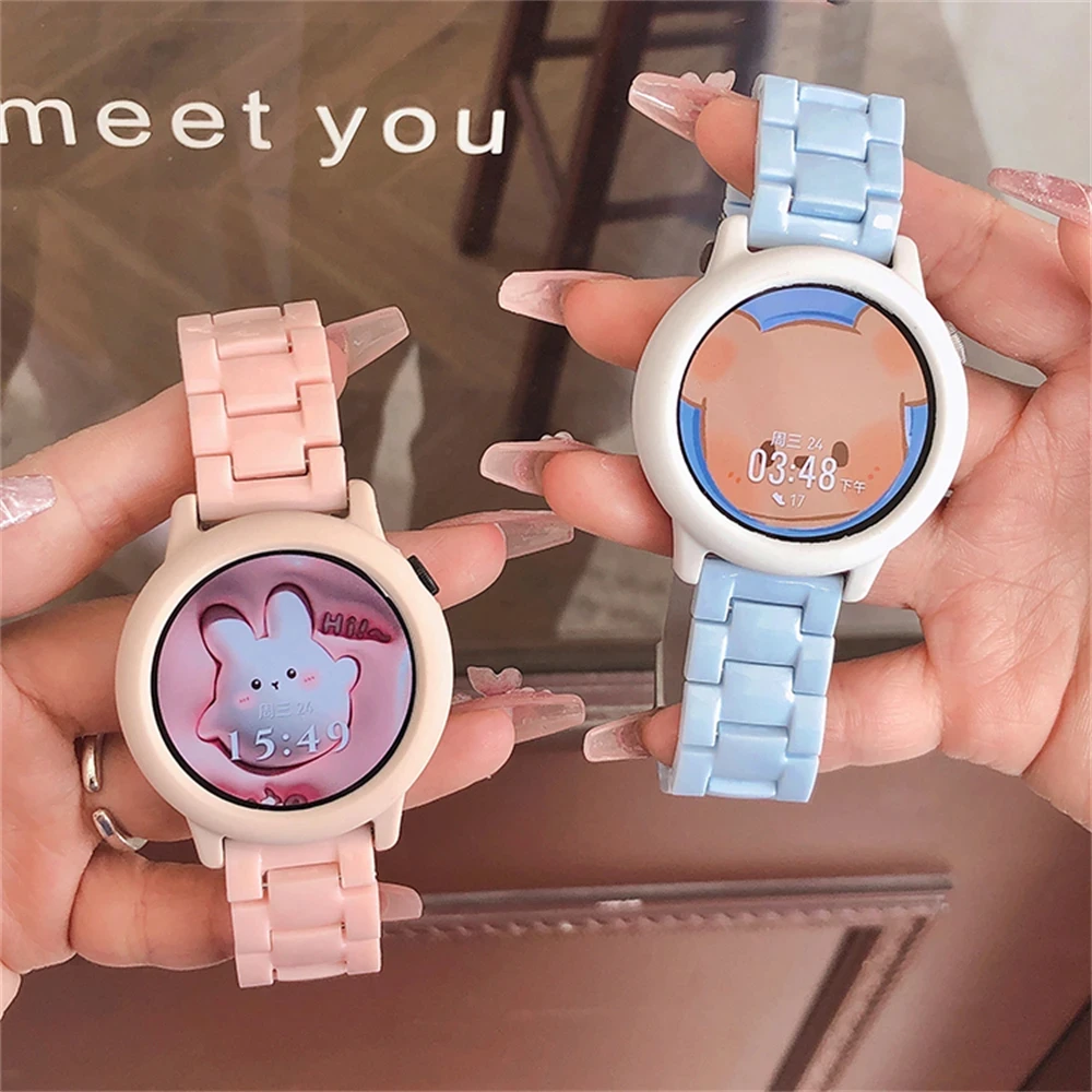 20MM 22MM Cute Candy Resin Clear Band do Samsung Galaxy Watch 4 6 5 Pro classic 46 42mm44mm 40mm 41 47 do huawei Garmin Watch