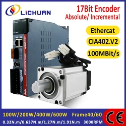 Lichuan EtherCAT 0.32/0.637/1.27/1.91N.m 100W200W400W600W Sterowniki serwomotoru AC 1.1A/1.6A/2.5A/3.3A Zestaw sterowników serwomotoru AC