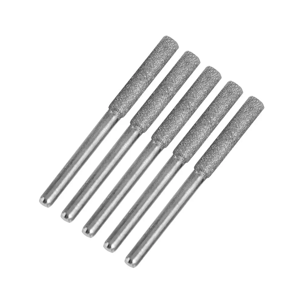 5pcs 4/4.8/5.5mm เพชรเคลือบ Chainsaw Sharpener หินทรงกระบอก Burr ขัด Chainsaw แฟ้มทองขัดบดเครื่องมือ