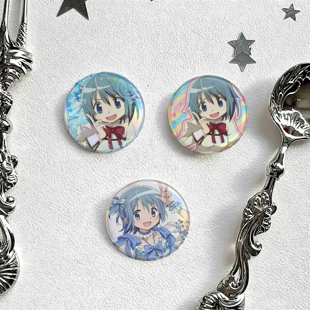 Kawaii Anime Girl Sayaka Miki   Creative Pins Funny Round Snap-in Brooch Badge Backpack Hat Accessories Jewelry Gifts for Friend