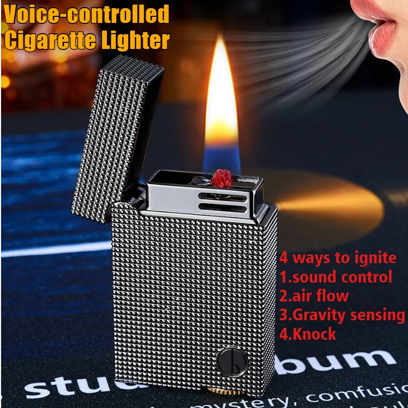 

Newest Voice-controlled Lighter Double Fire Cigar Igniter Windproof Open Flame Coal Oil Cigarette Lighters & Smoking Accessories