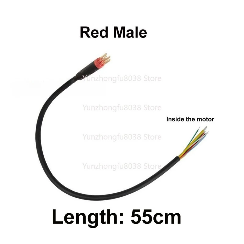 

Кабель для электродвигателя велосипеда, 55 см, 9-контактный, красный, с боковым подключением, толщина 20x4.0