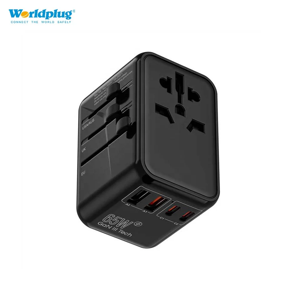 Universal Travel Adapter Worldwide International Plug Adapter with 2 USB-C PD and 2-USB a QC Ports