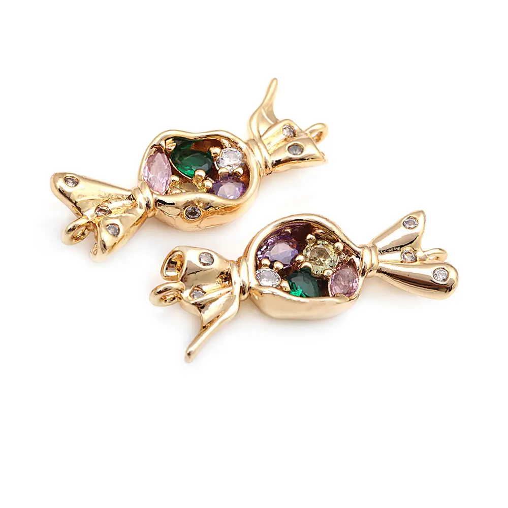 6PCS Brass Zircon 2 Holes Candy Connect Charms Pendants High Quality Necklace Diy Jewelry Accessories Rosediy official-website