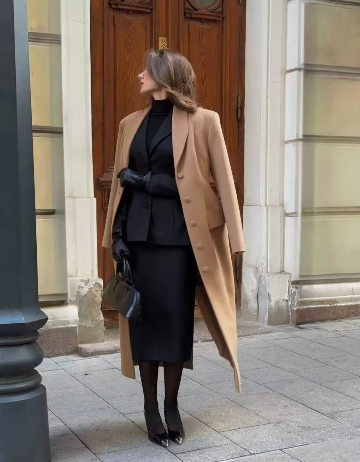 

Woolen Blend Outwear Long Sleeve Single-Breasted Pocket Jacket Women's Fashion Woolen Coat Autumn Elegant Blazer Collar