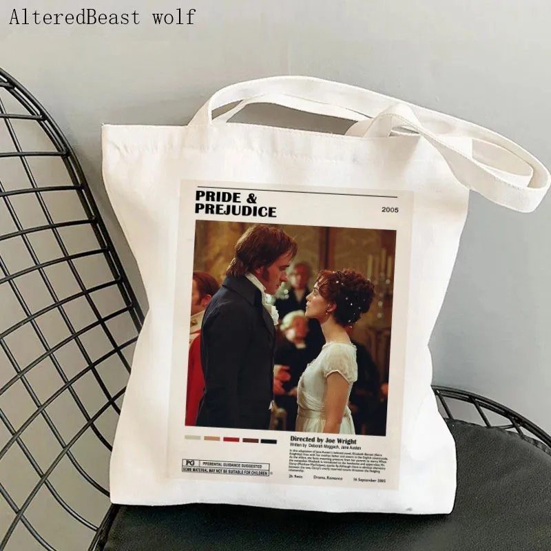 Women Canvas Shoulder Bag Pride Prejudice Poster Shopping Bag Students Books Bag Harajuku Shopping Handbags Tote For Girls