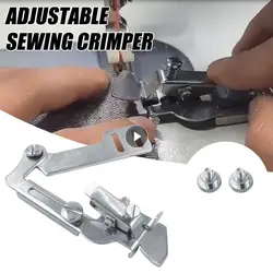 Domestic Sewing Machine Presser Foot Set Adjustable Seam Straight Stitch Tool Anti-roll Narrow Rolled Hem Sewing Accessory