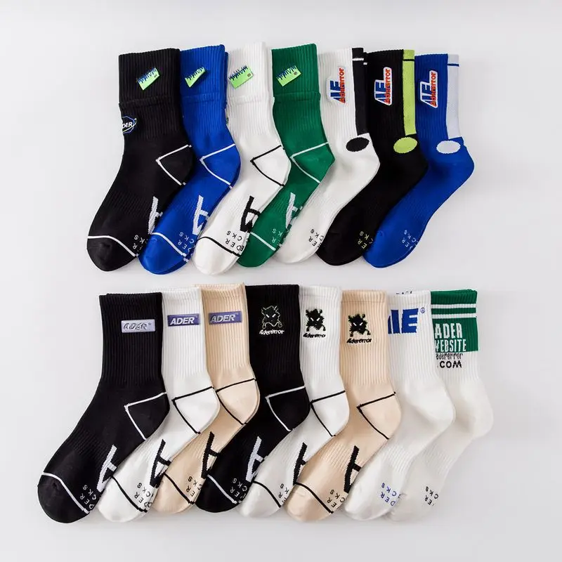 

Korean Double Rib Embroidered Socks,Double Needle Street Fashion Socks,Versatile Mid length Sports Socks,Unisex