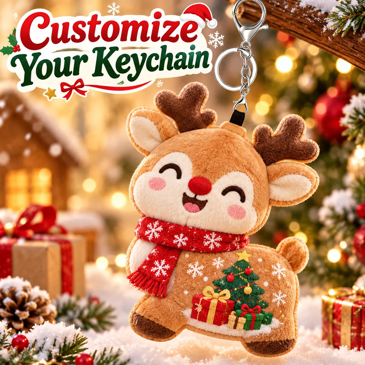 Custom Special Shaped Inner Cotton Filled Keychain Pendant Personalized Soft Plush Key Ring for Bag Charm Gift Christmas Present