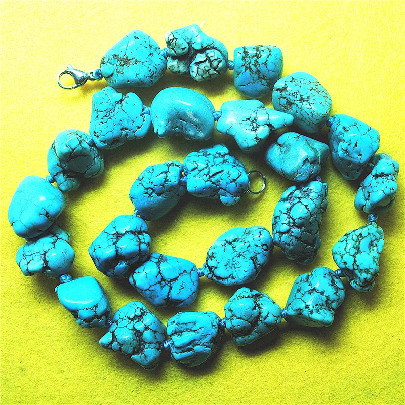 HOT KNOTTED BLUE TURUOQISE NECKLACE 1OPC FOR FASHION PARTY WEARINGS 52CM LENGTH  WHOLESALE
